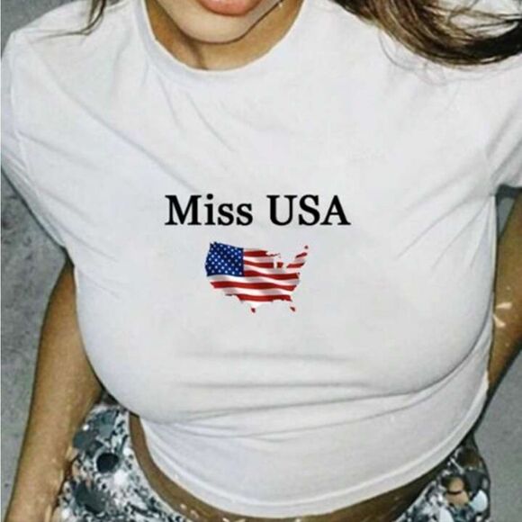 Super cute miss Usa crop Tee sz.xxl - Picture 3 of 6